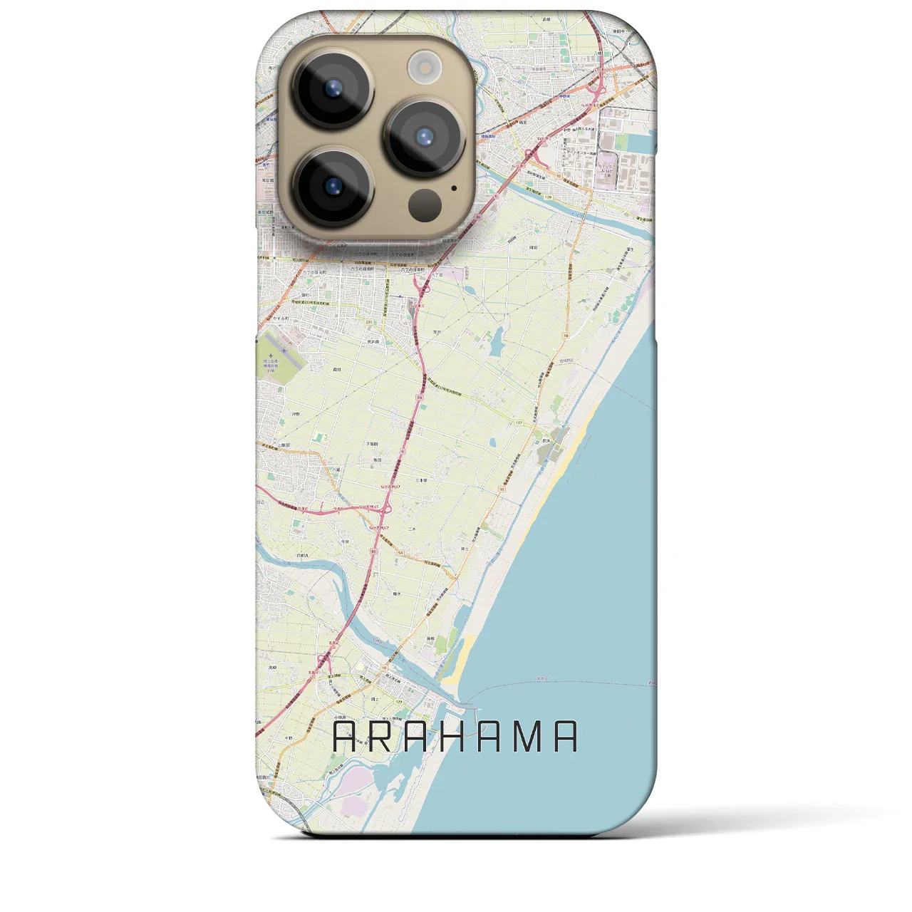 【荒浜(宮城県)】地図柄iPhoneケース(バックカバータイプ)