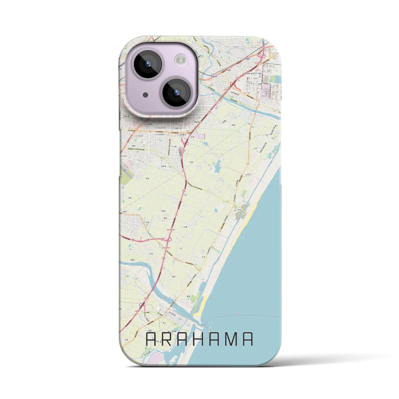 【荒浜(宮城県)】地図柄iPhoneケース(バックカバータイプ)