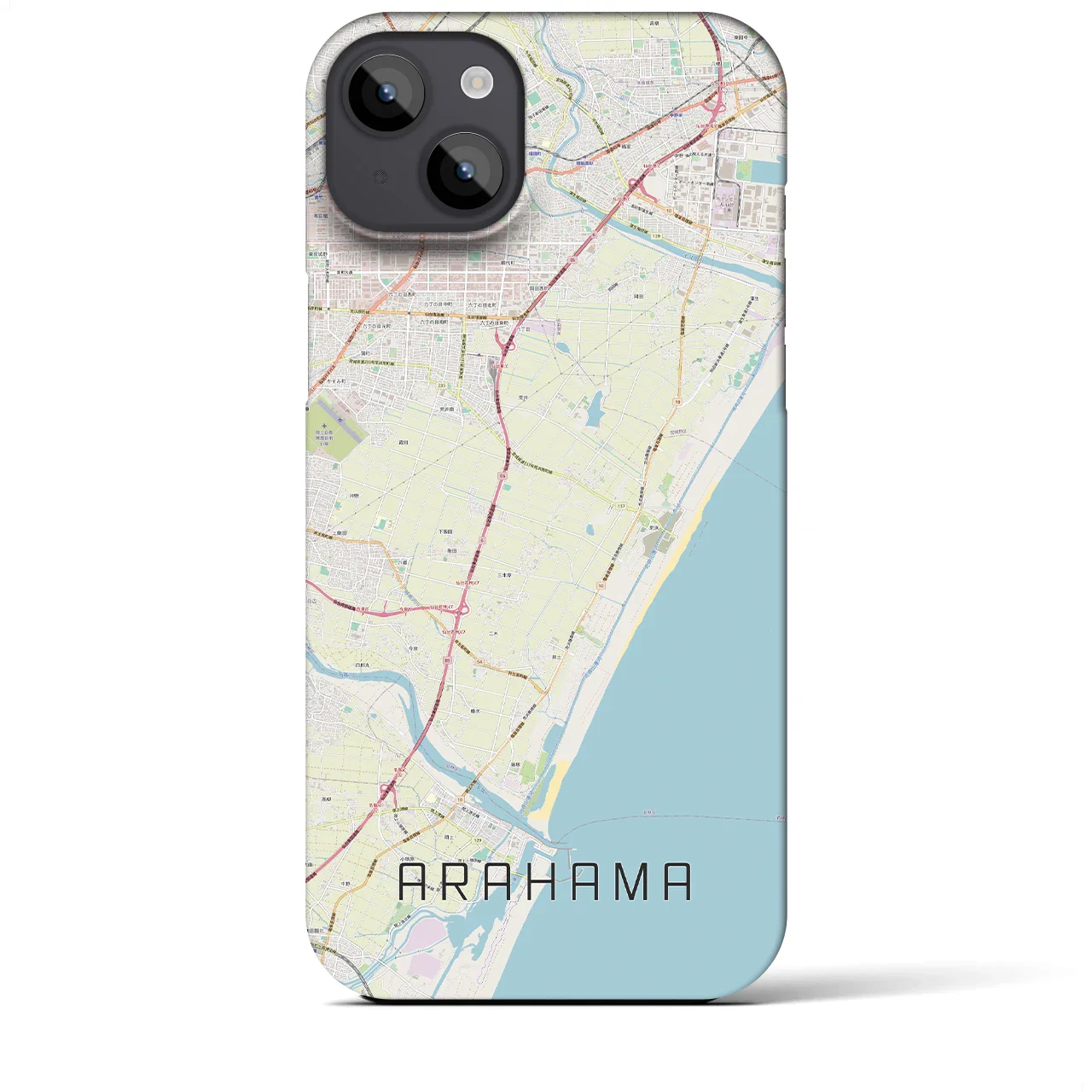 【荒浜(宮城県)】地図柄iPhoneケース(バックカバータイプ)