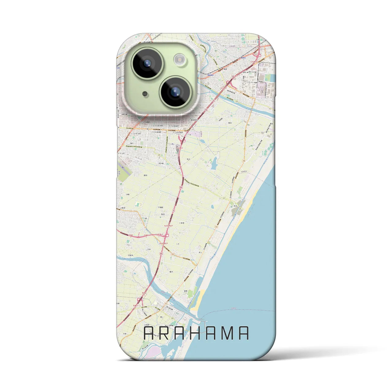 【荒浜(宮城県)】地図柄iPhoneケース(バックカバータイプ)