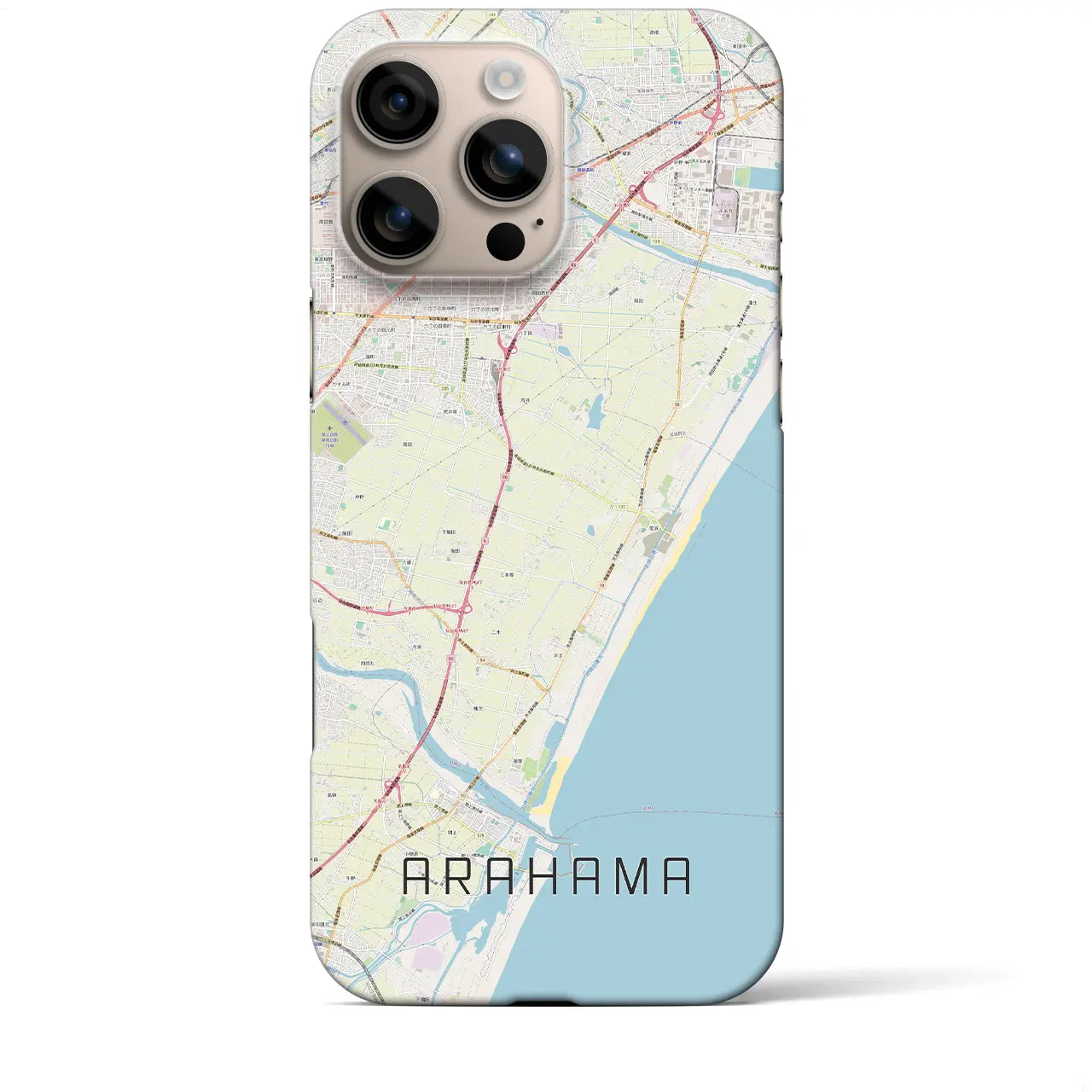 【荒浜(宮城県)】地図柄iPhoneケース(バックカバータイプ)