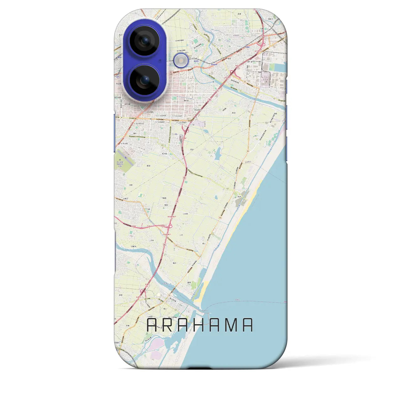 【荒浜(宮城県)】地図柄iPhoneケース(バックカバータイプ)ブラック・iPhone 16 Pro Max 用