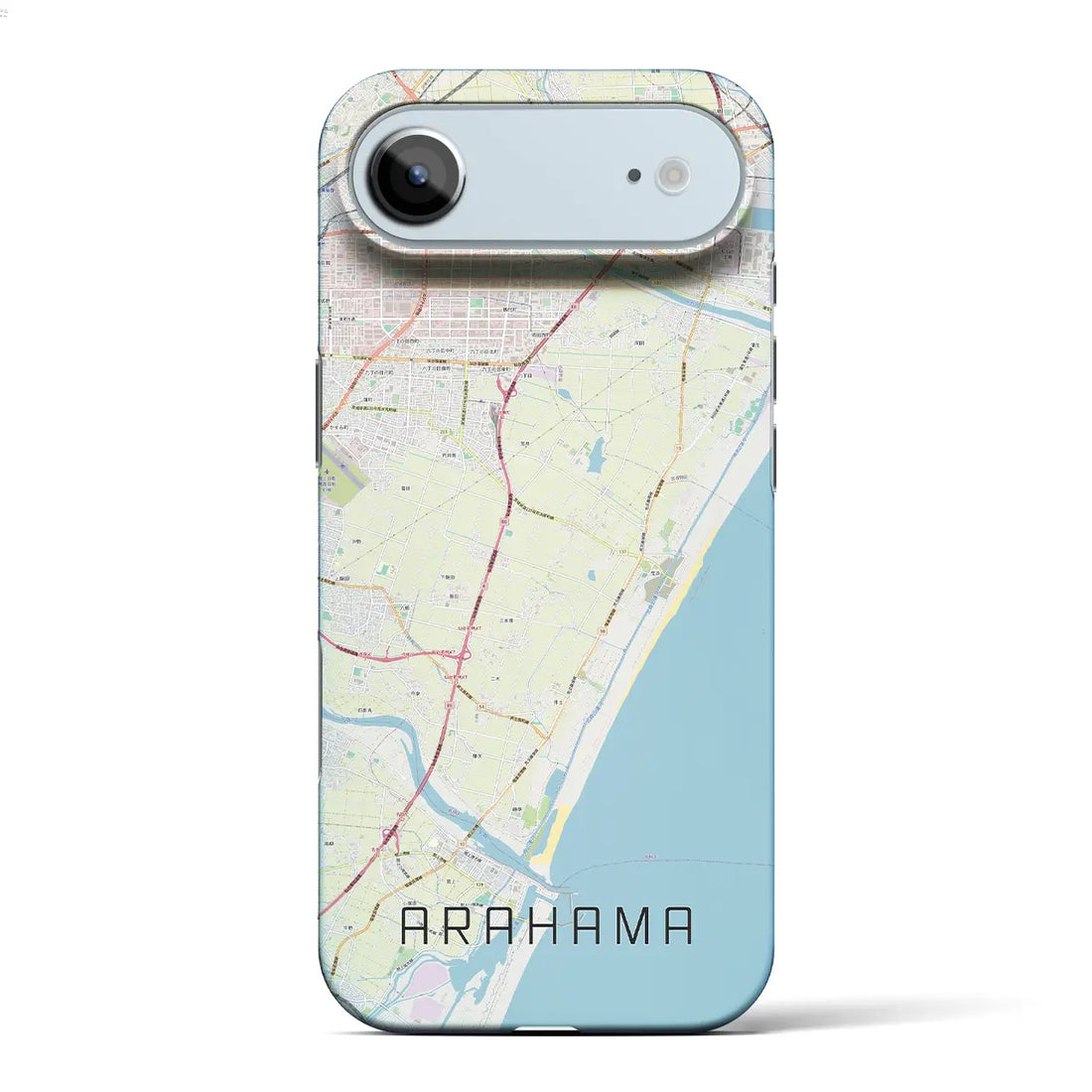 【荒浜(宮城県)】地図柄iPhoneケース(バックカバータイプ)ブラック・iPhone 17 Pro Max 用