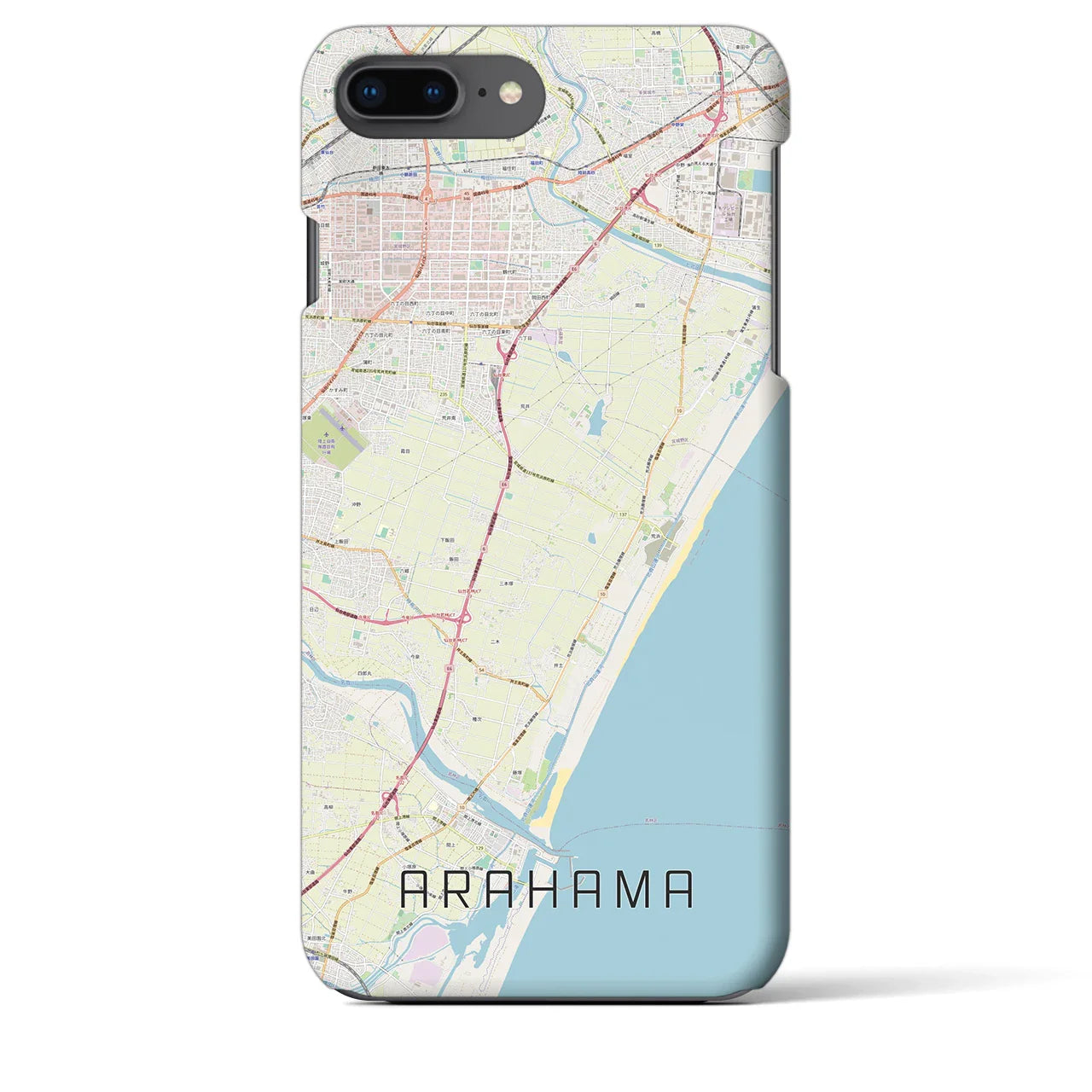【荒浜(宮城県)】地図柄iPhoneケース(バックカバータイプ)