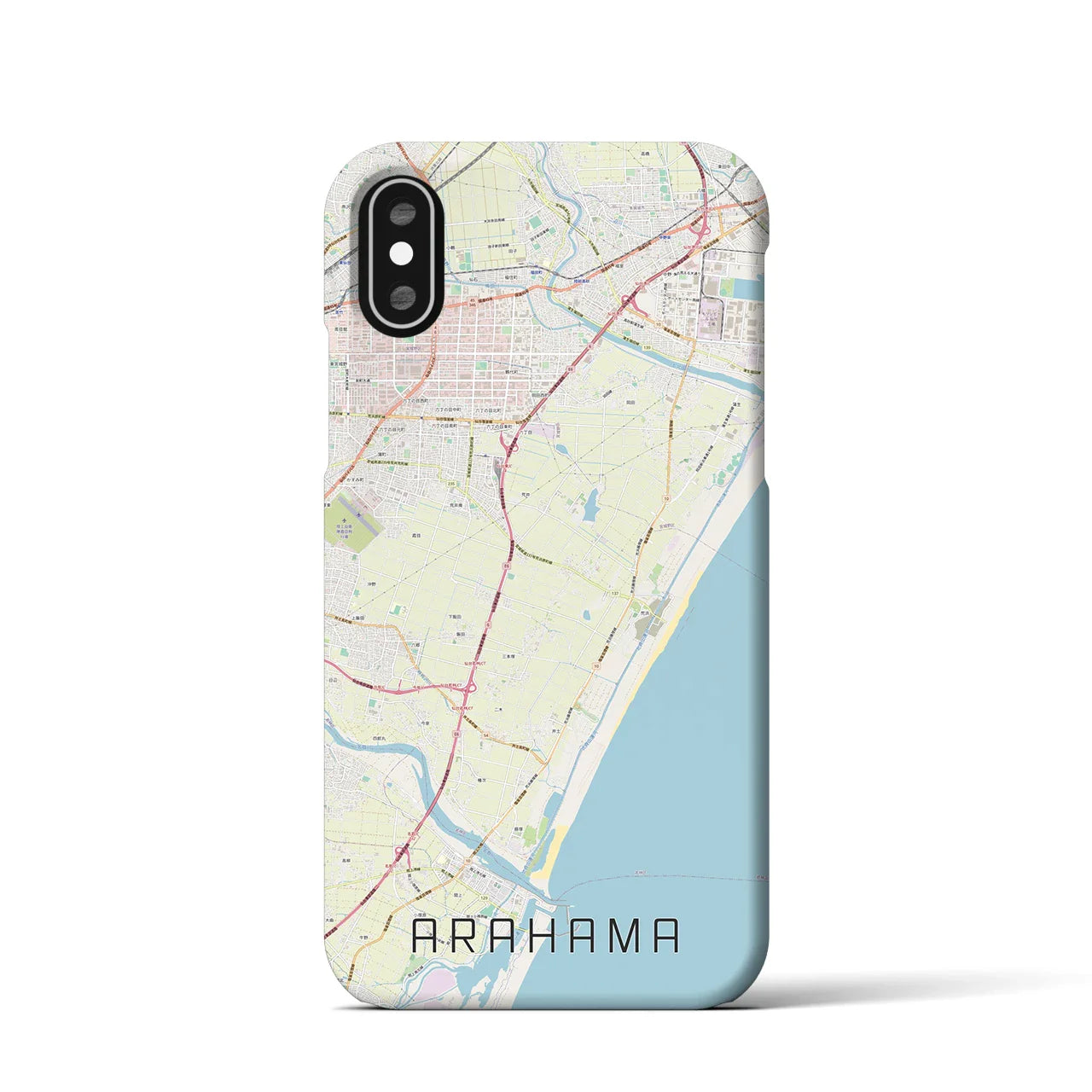 【荒浜(宮城県)】地図柄iPhoneケース(バックカバータイプ)