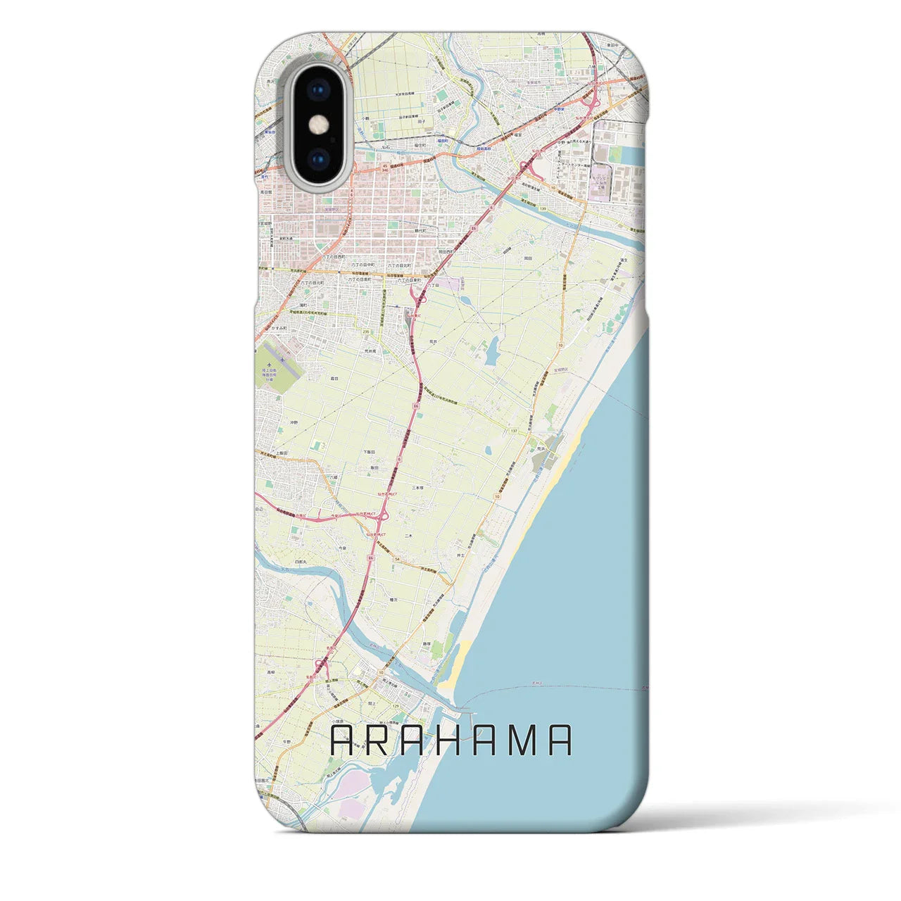 【荒浜(宮城県)】地図柄iPhoneケース(バックカバータイプ)