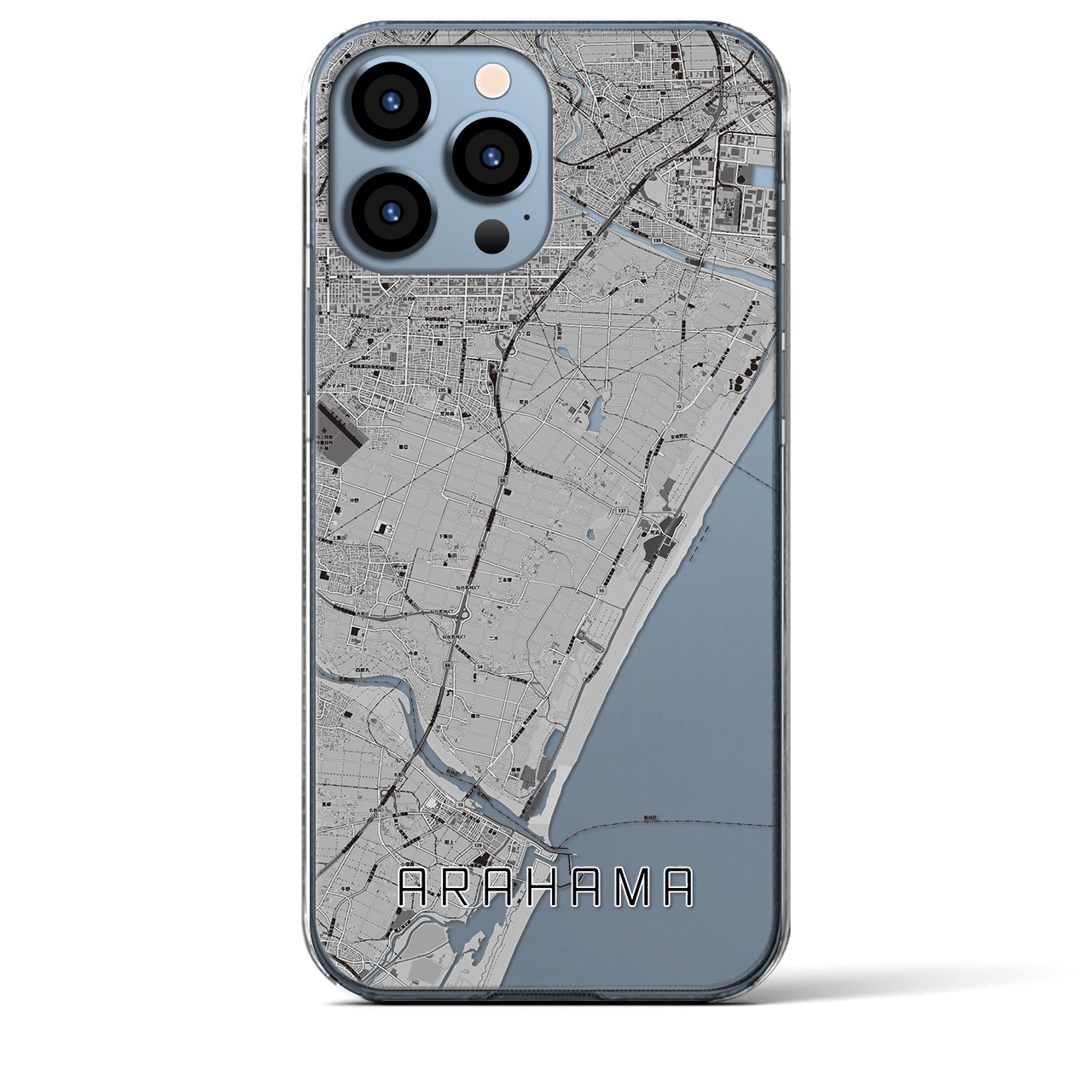 【荒浜(宮城県)】地図柄iPhoneケース(クリアタイプ)