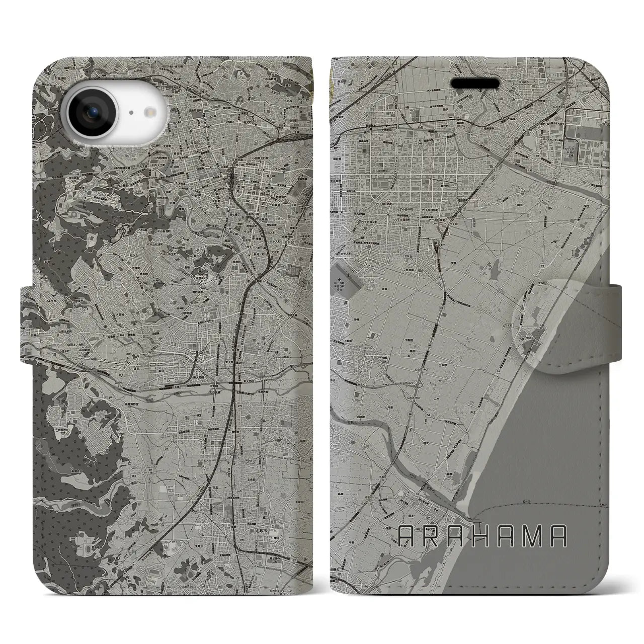 【荒浜(宮城県)】地図柄iPhoneケース(手帳タイプ)