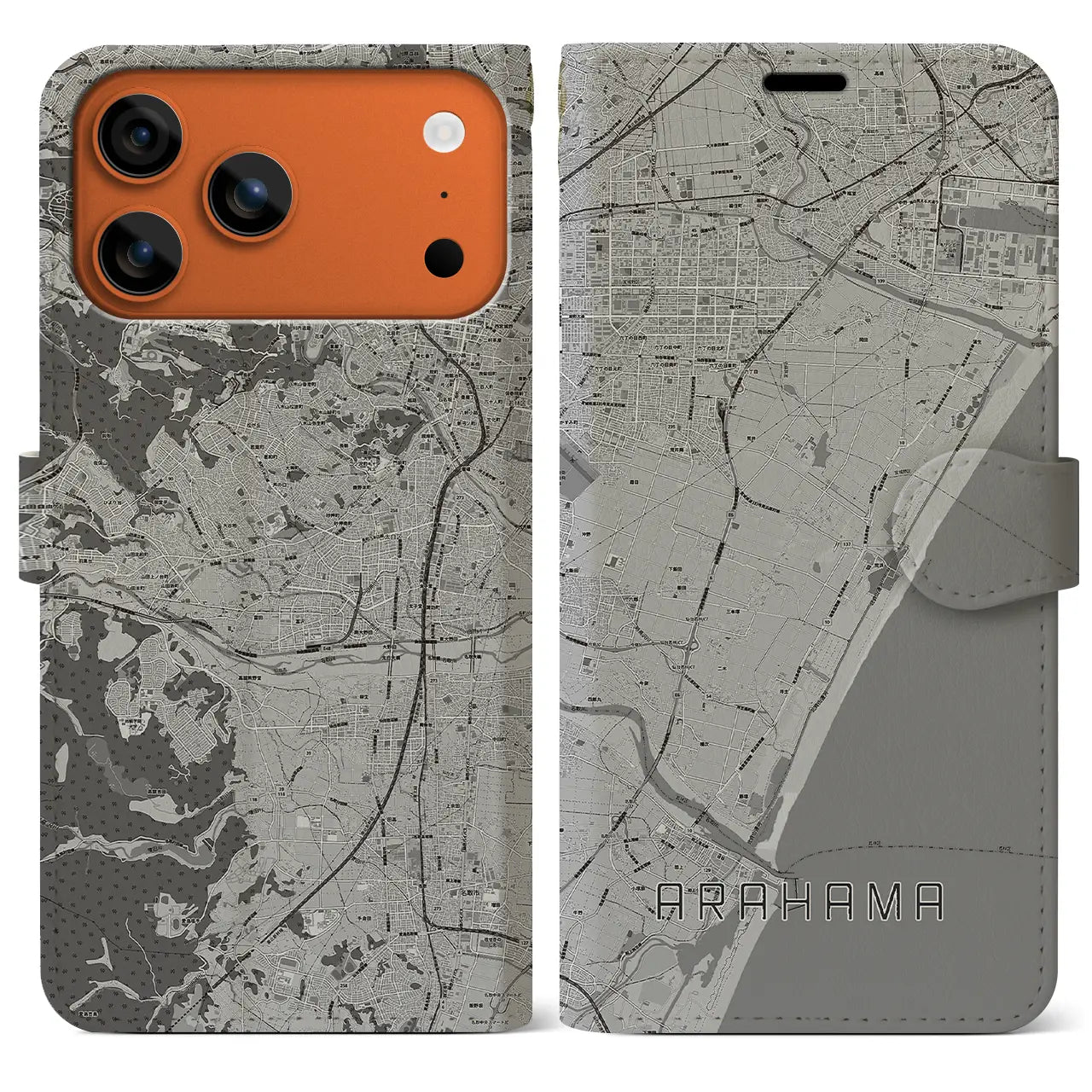 【荒浜(宮城県)】地図柄iPhoneケース(手帳タイプ)