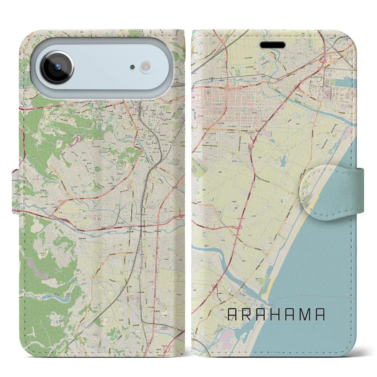 【荒浜(宮城県)】地図柄iPhoneケース(手帳タイプ)