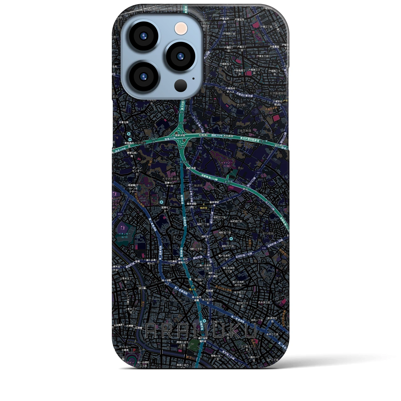 【新井宿(埼玉県)】地図柄iPhoneケース(バックカバータイプ)