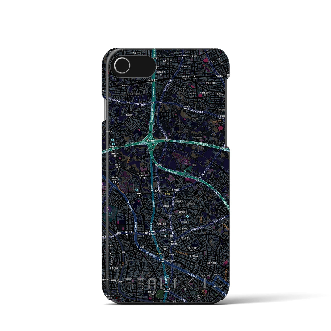 【新井宿(埼玉県)】地図柄iPhoneケース(バックカバータイプ)