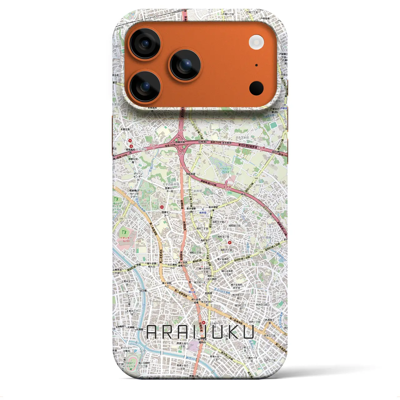 【新井宿(埼玉県)】地図柄iPhoneケース(バックカバータイプ)ナチュラル・iPhone 17 Pro Max 用