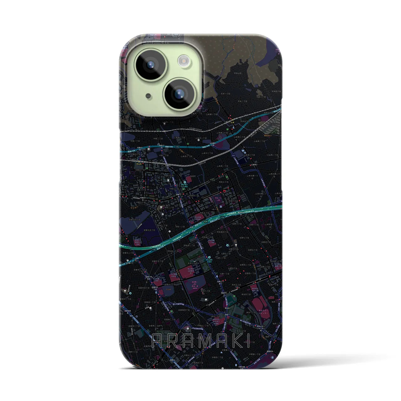 【荒牧(兵庫県)】地図柄iPhoneケース(バックカバータイプ)