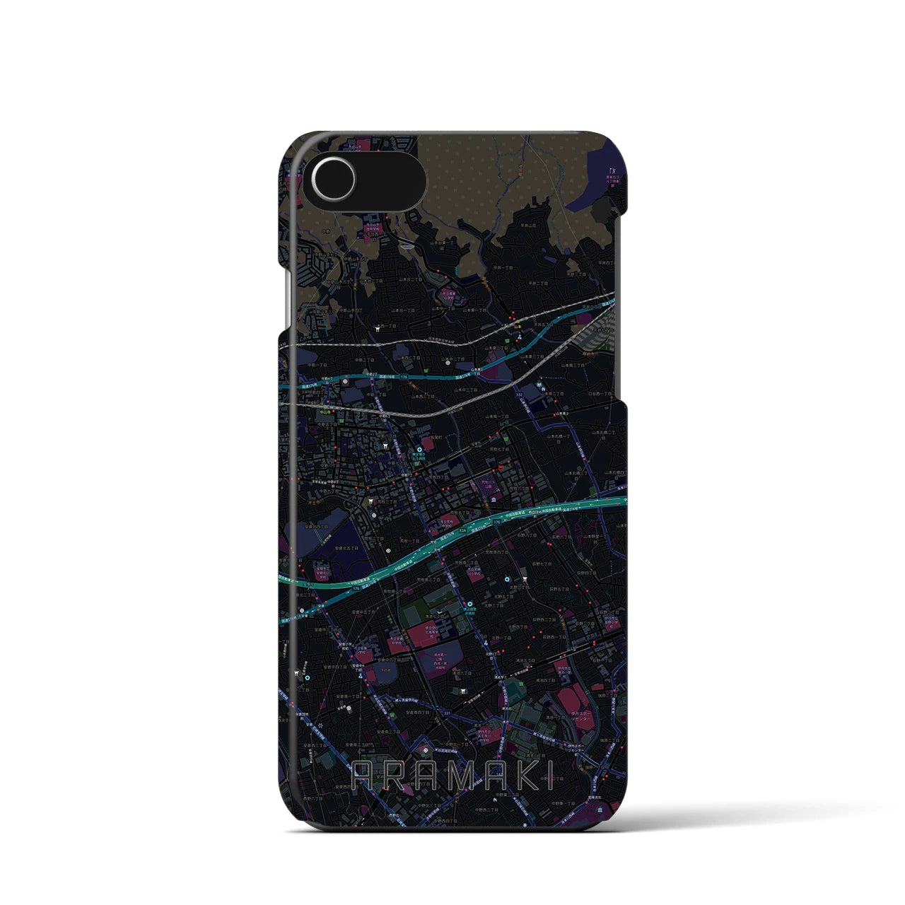 【荒牧(兵庫県)】地図柄iPhoneケース(バックカバータイプ)