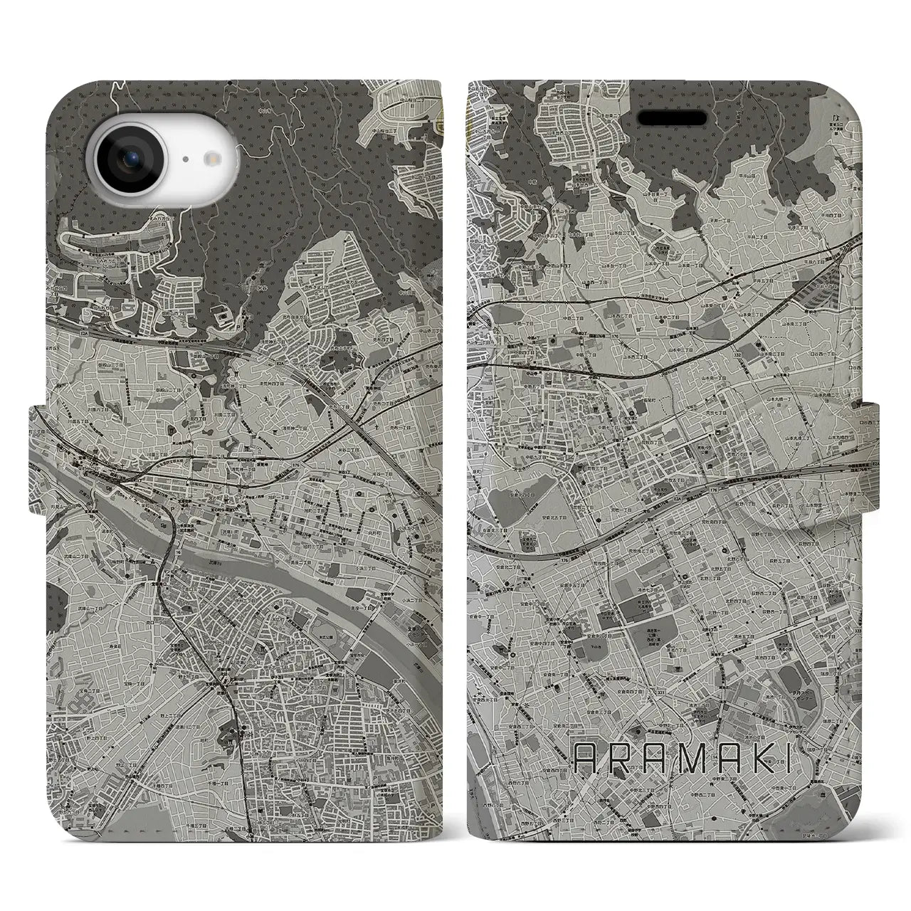 【荒牧(兵庫県)】地図柄iPhoneケース(手帳タイプ)