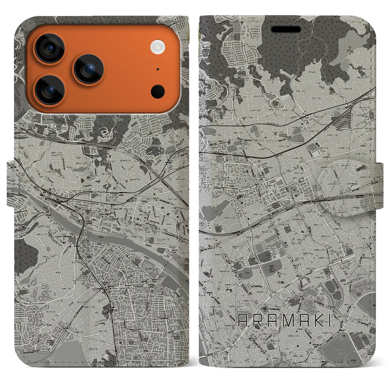 【荒牧(兵庫県)】地図柄iPhoneケース(手帳タイプ)