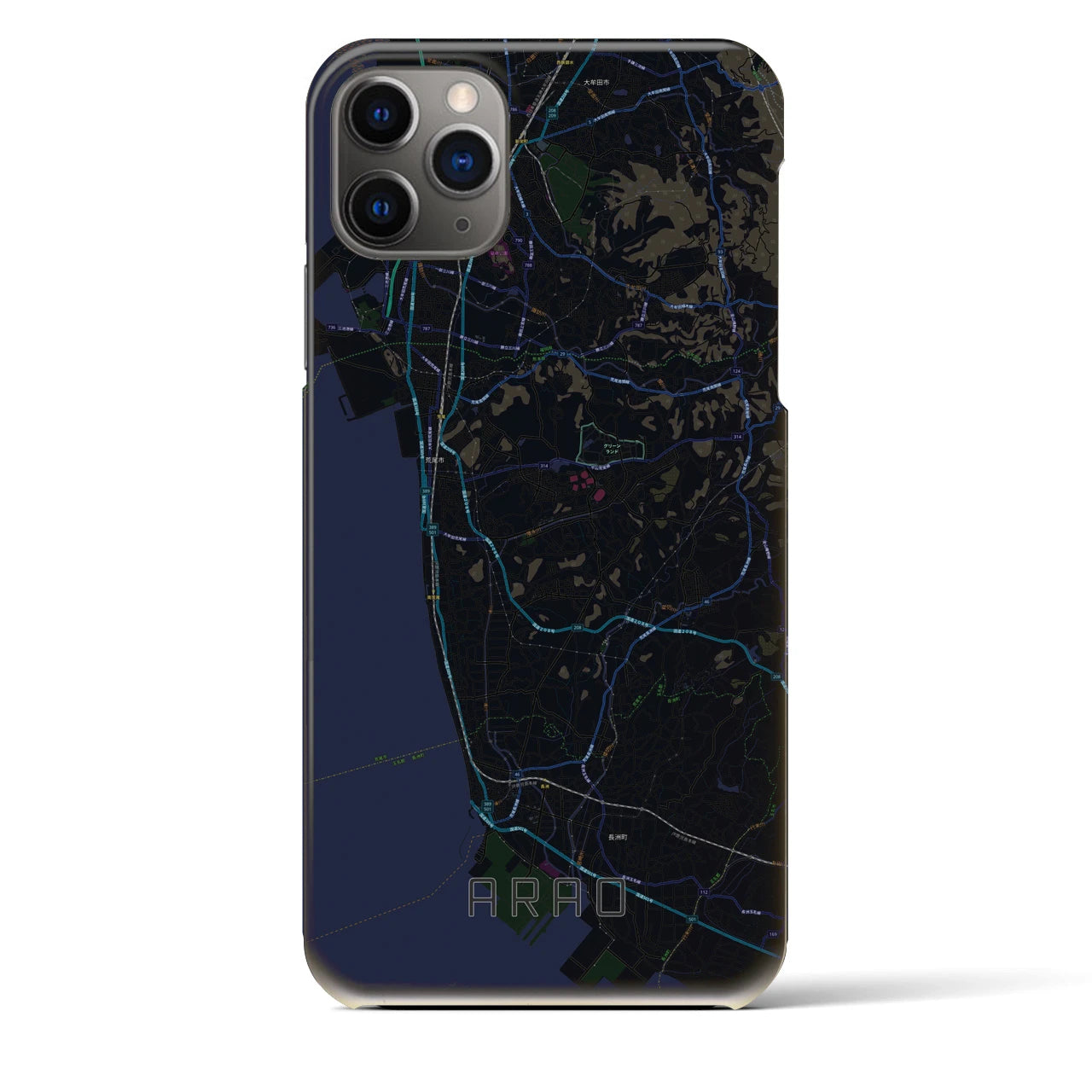 【荒尾(熊本県)】地図柄iPhoneケース(バックカバータイプ)