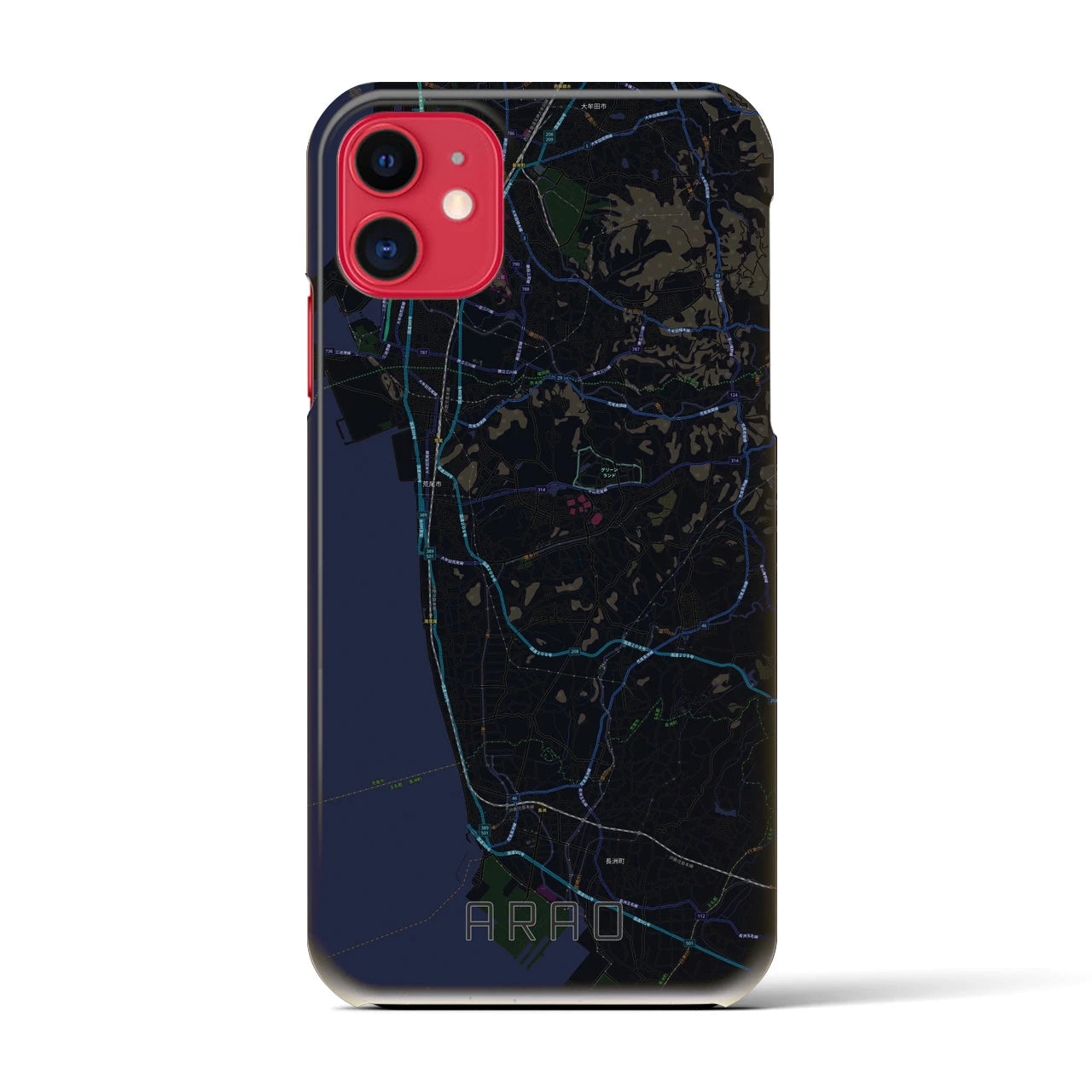 【荒尾(熊本県)】地図柄iPhoneケース(バックカバータイプ)