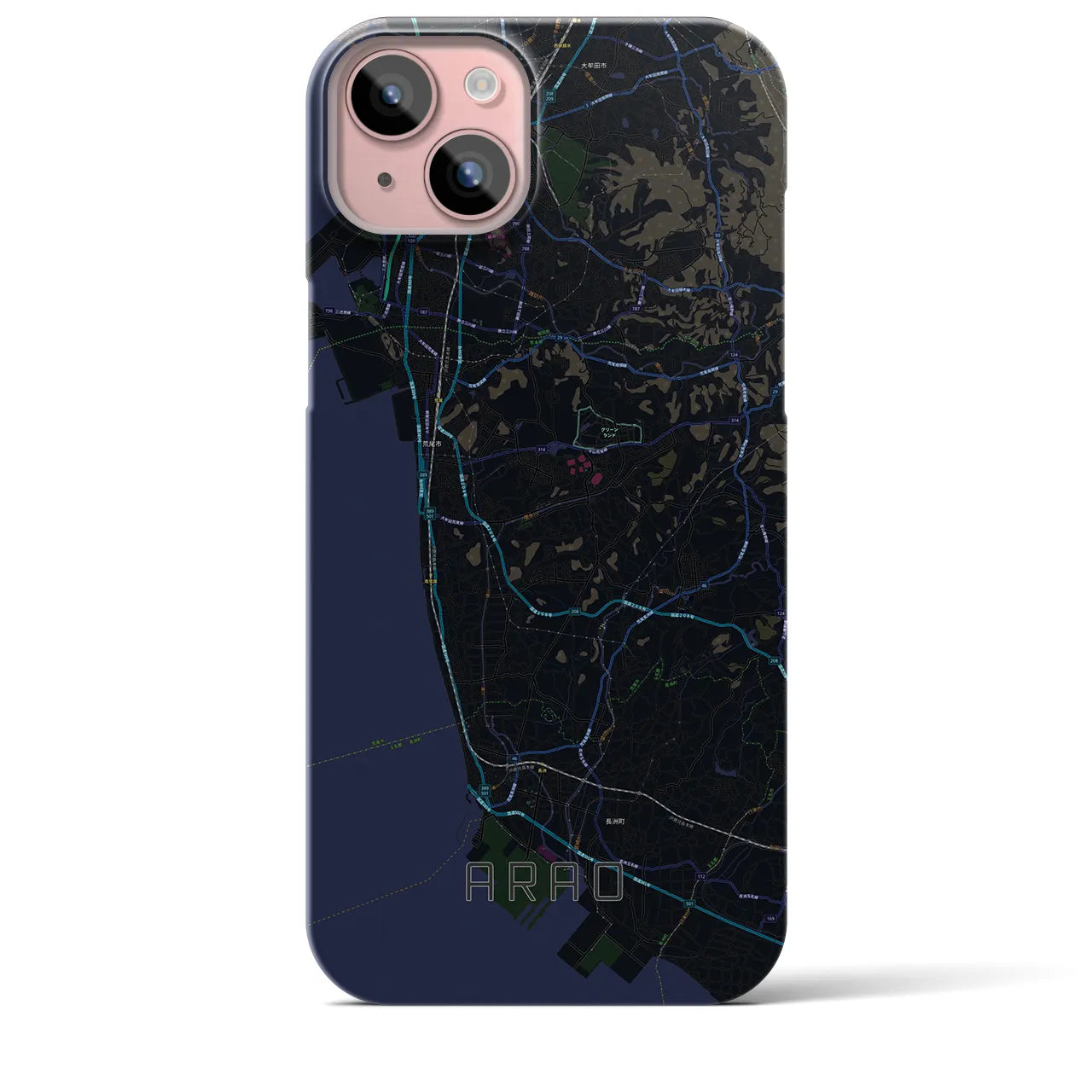 【荒尾(熊本県)】地図柄iPhoneケース(バックカバータイプ)