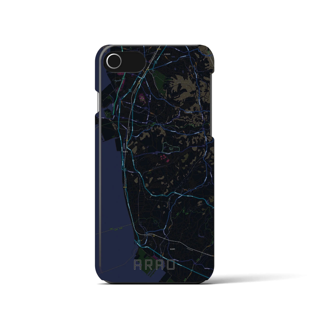 【荒尾(熊本県)】地図柄iPhoneケース(バックカバータイプ)