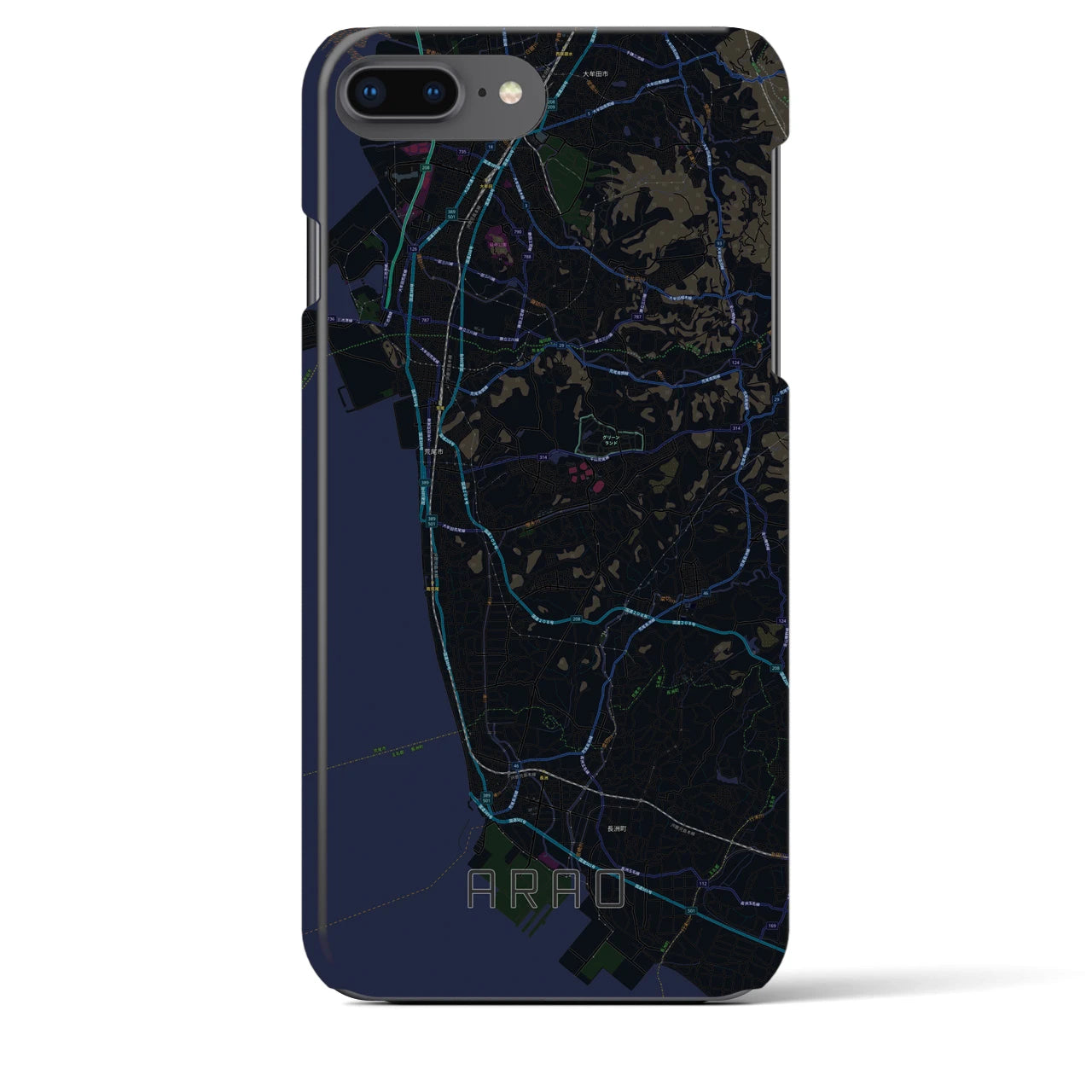 【荒尾(熊本県)】地図柄iPhoneケース(バックカバータイプ)