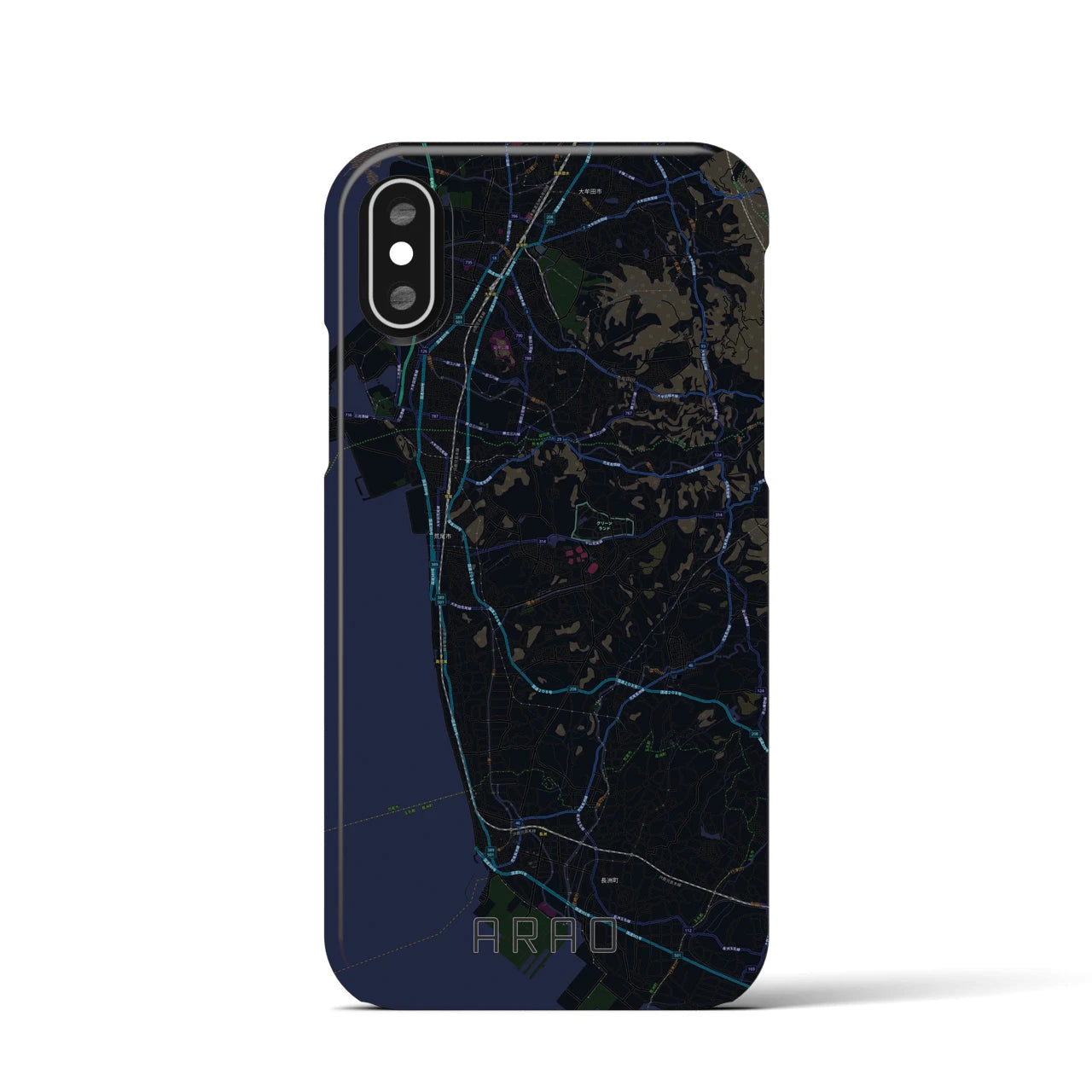 【荒尾(熊本県)】地図柄iPhoneケース(バックカバータイプ)