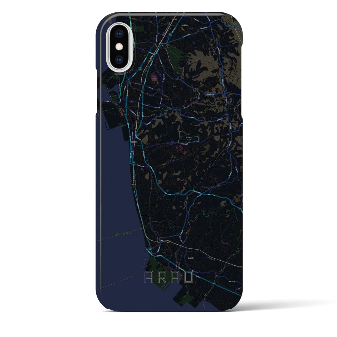 【荒尾(熊本県)】地図柄iPhoneケース(バックカバータイプ)