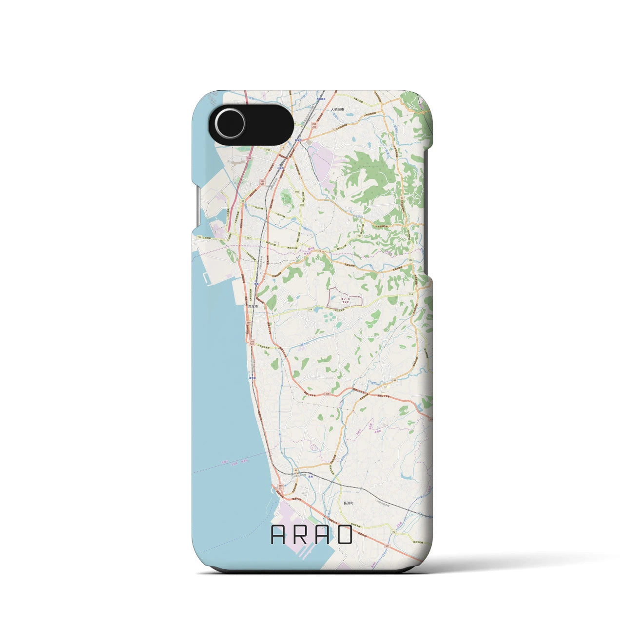 【荒尾(熊本県)】地図柄iPhoneケース(バックカバータイプ)