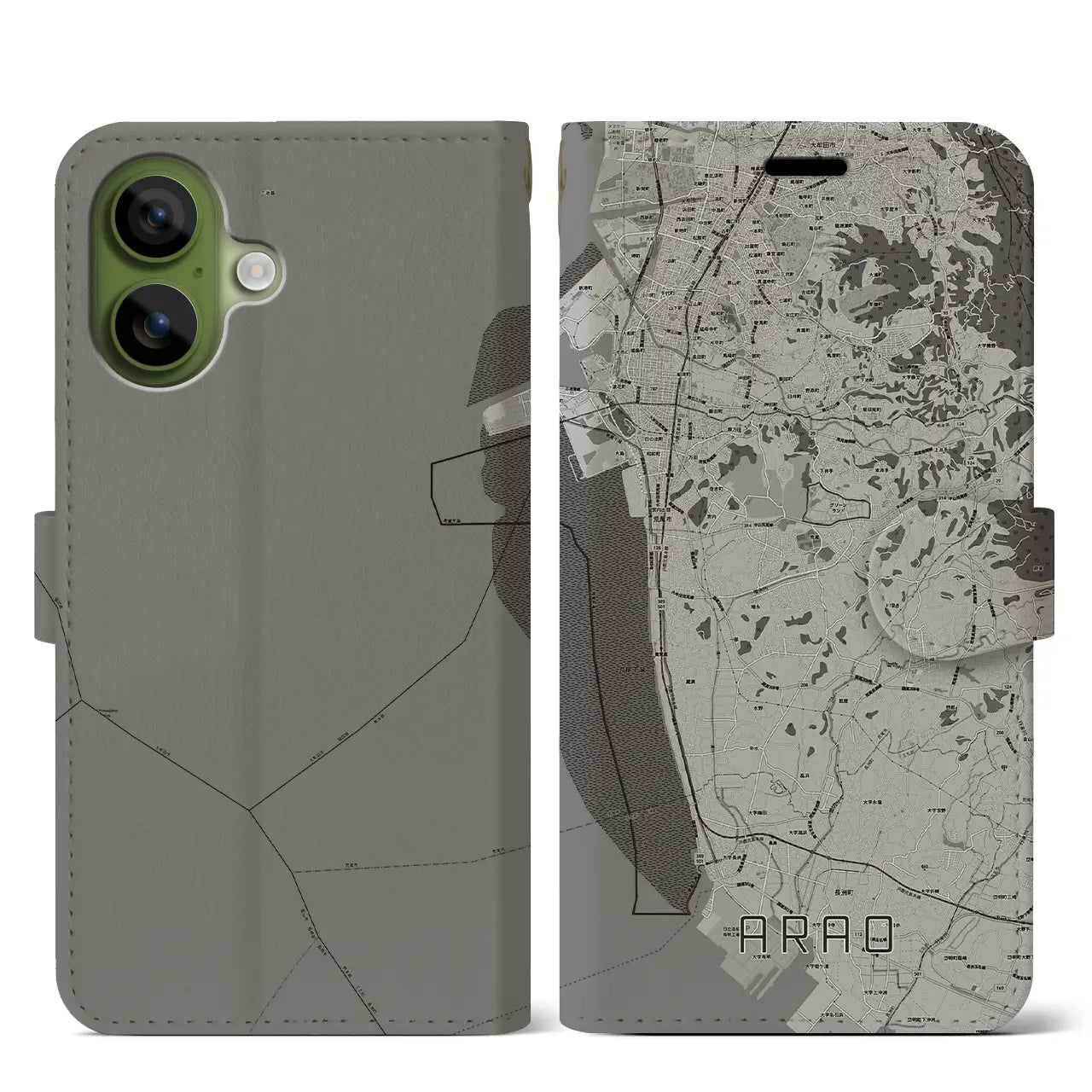【荒尾(熊本県)】地図柄iPhoneケース(手帳タイプ)