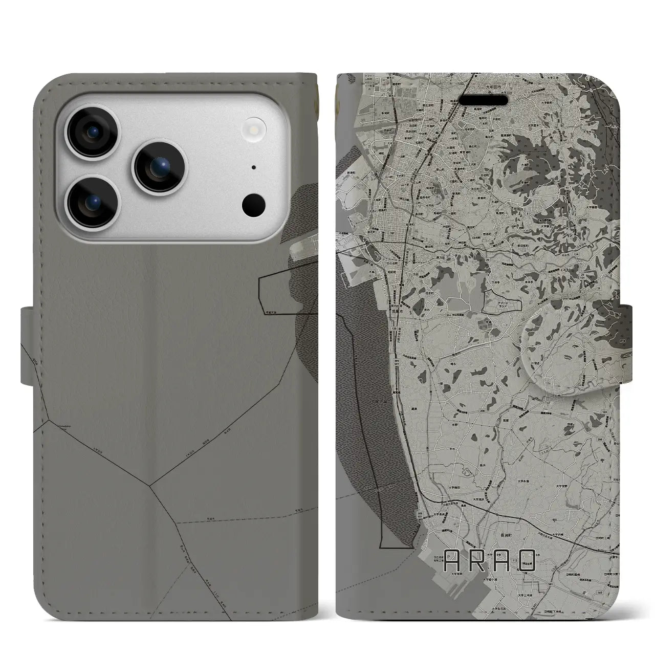 【荒尾(熊本県)】地図柄iPhoneケース(手帳タイプ)