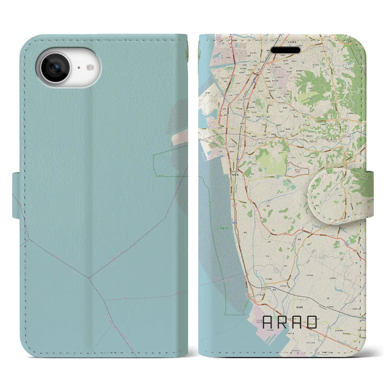 【荒尾(熊本県)】地図柄iPhoneケース(手帳タイプ)