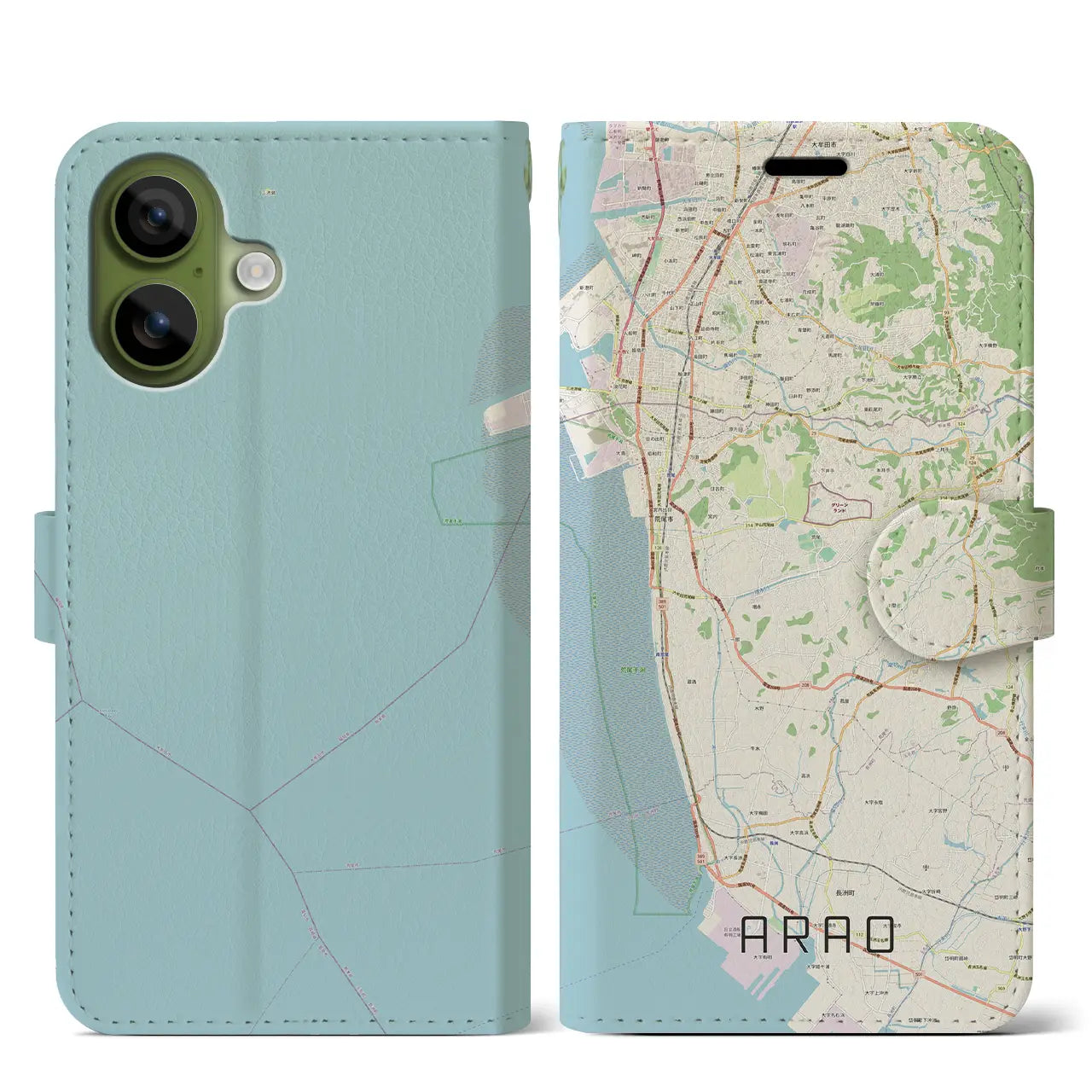 【荒尾(熊本県)】地図柄iPhoneケース(手帳タイプ)