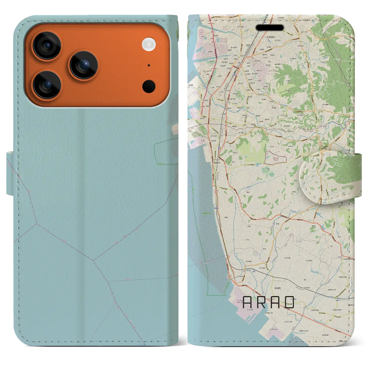 【荒尾(熊本県)】地図柄iPhoneケース(手帳タイプ)