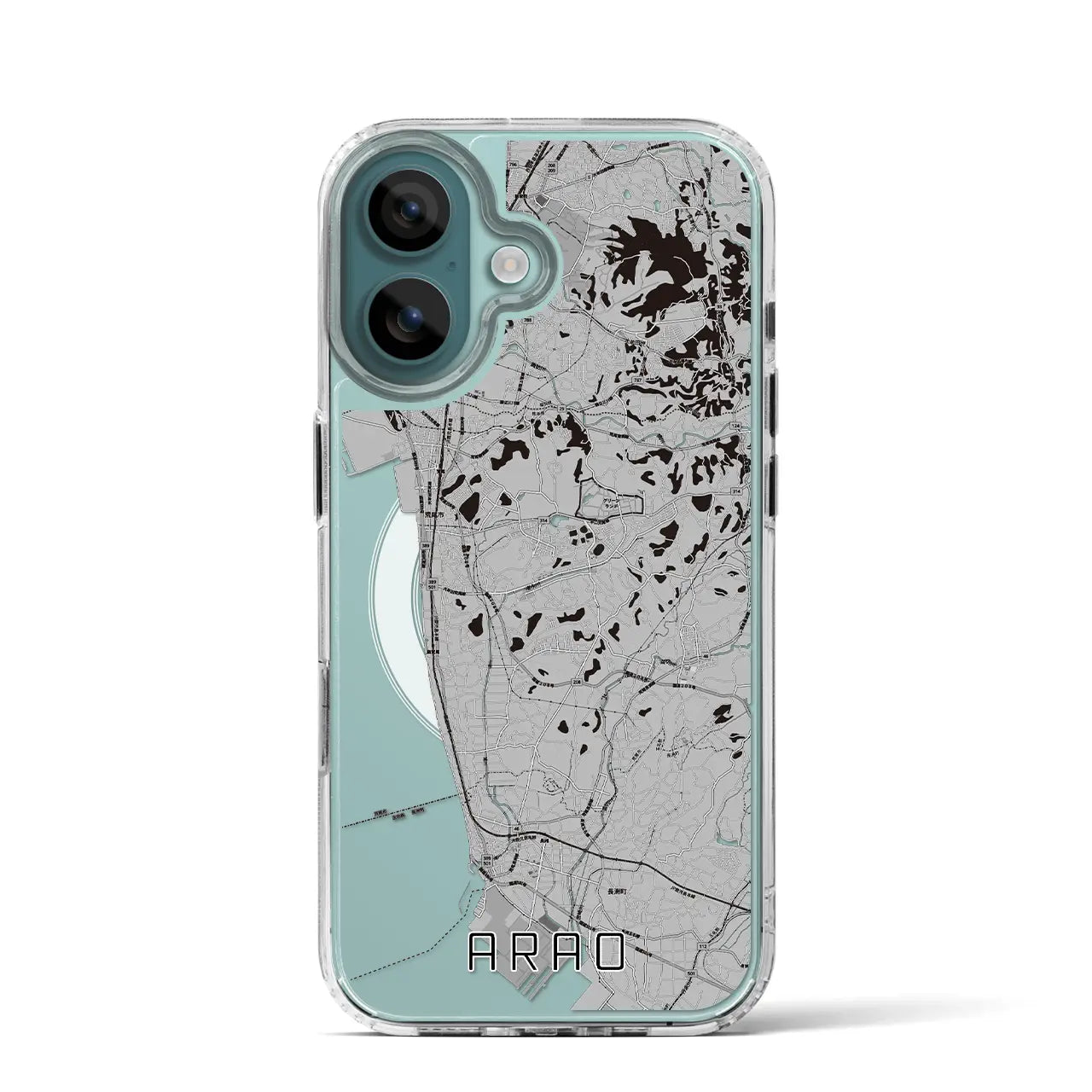 【荒尾(熊本県)】地図柄iPhoneケース(MagSafeタイプ)モノトーン・iPhone 16 Pro 用