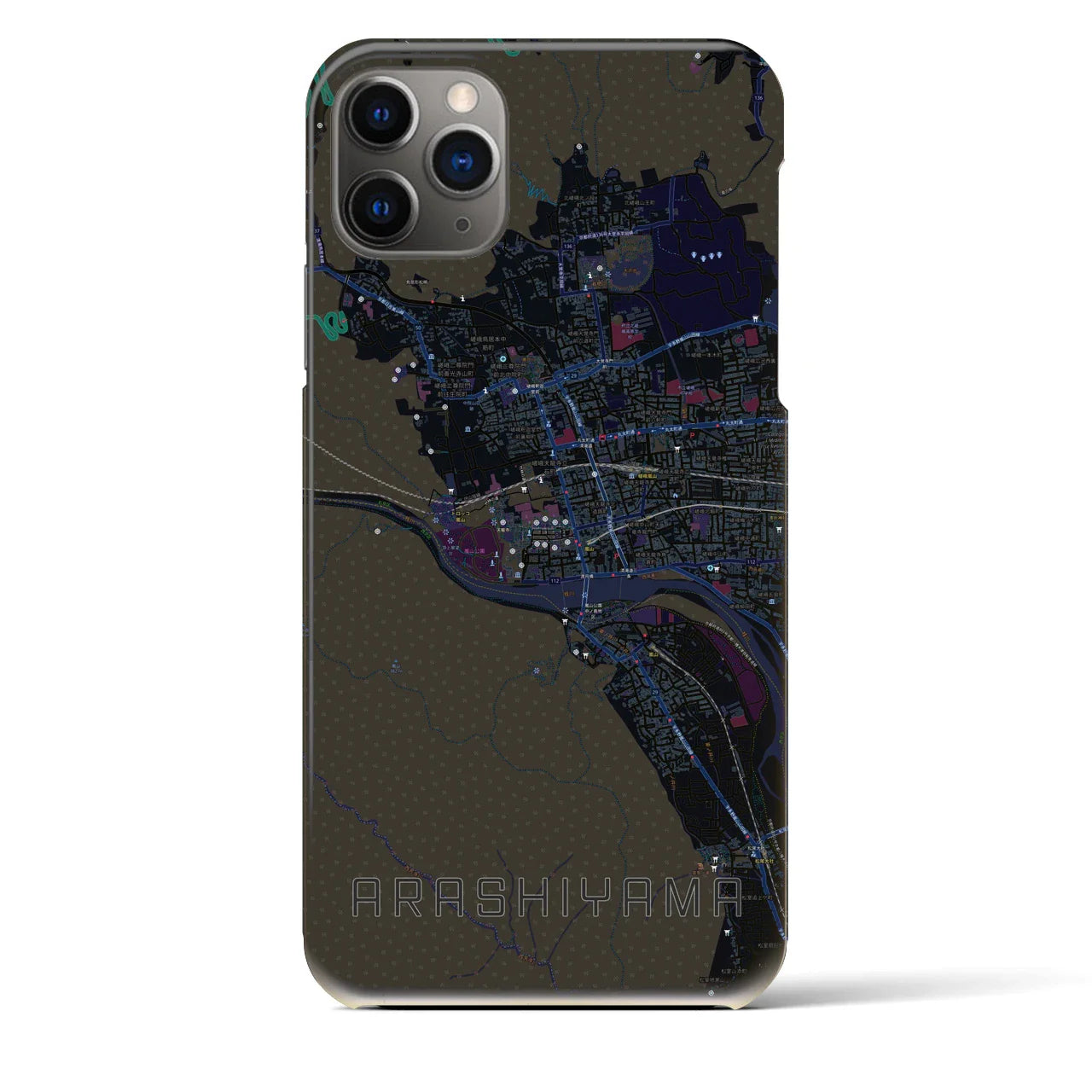 【嵐山(京都府)】地図柄iPhoneケース(バックカバータイプ)