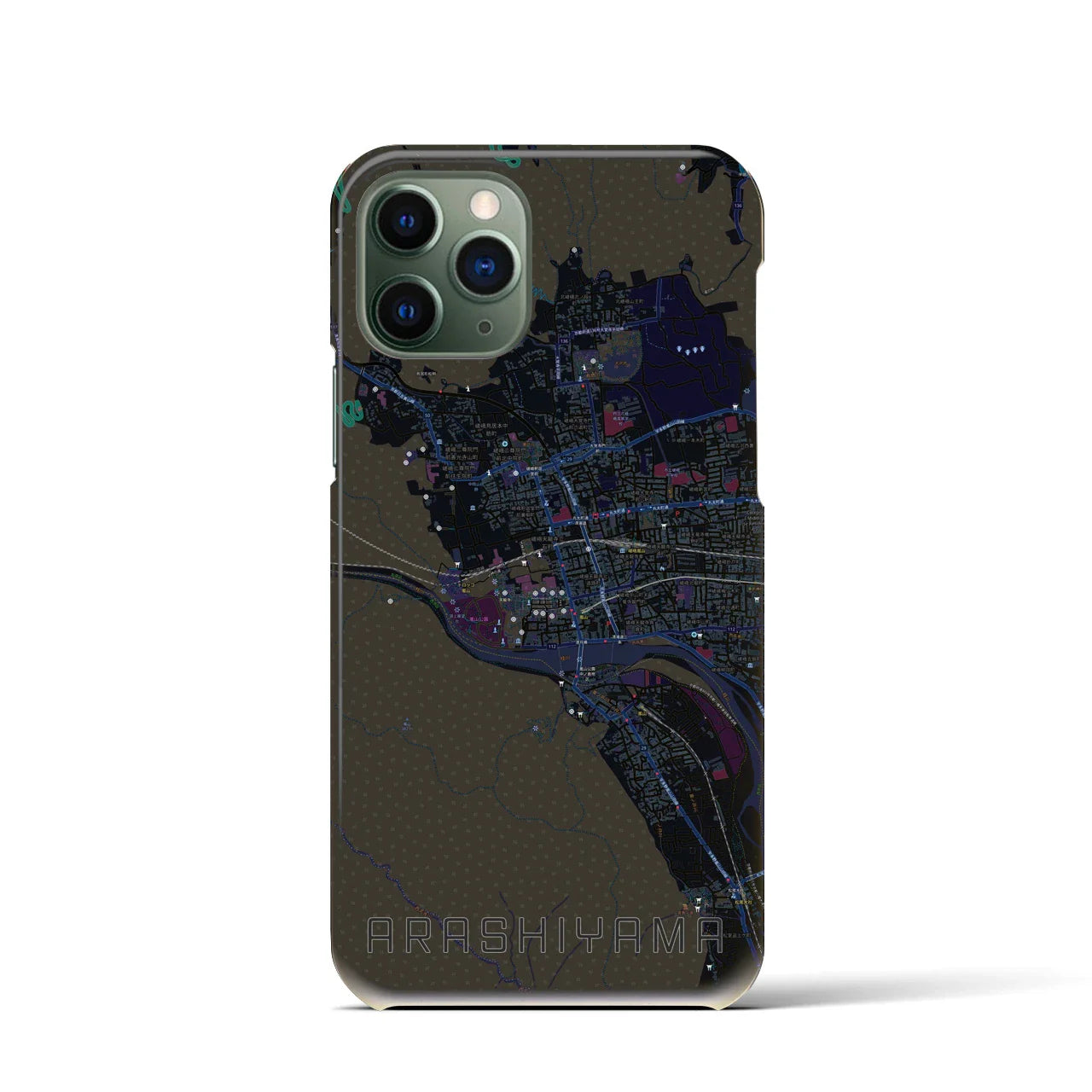【嵐山(京都府)】地図柄iPhoneケース(バックカバータイプ)
