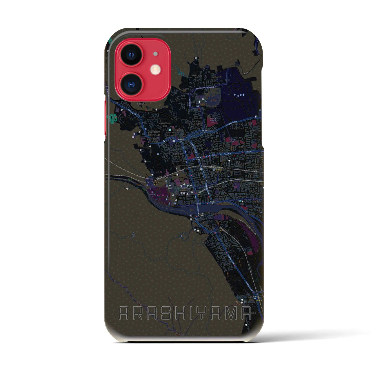 【嵐山(京都府)】地図柄iPhoneケース(バックカバータイプ)