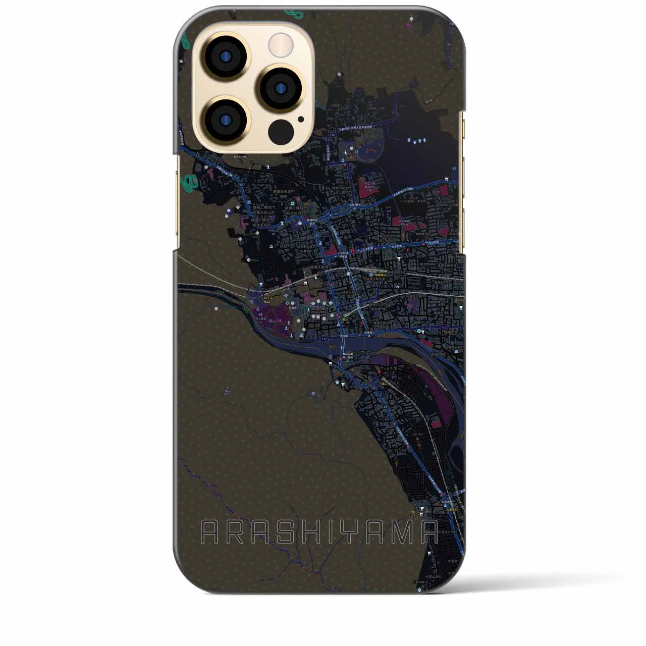 【嵐山(京都府)】地図柄iPhoneケース(バックカバータイプ)