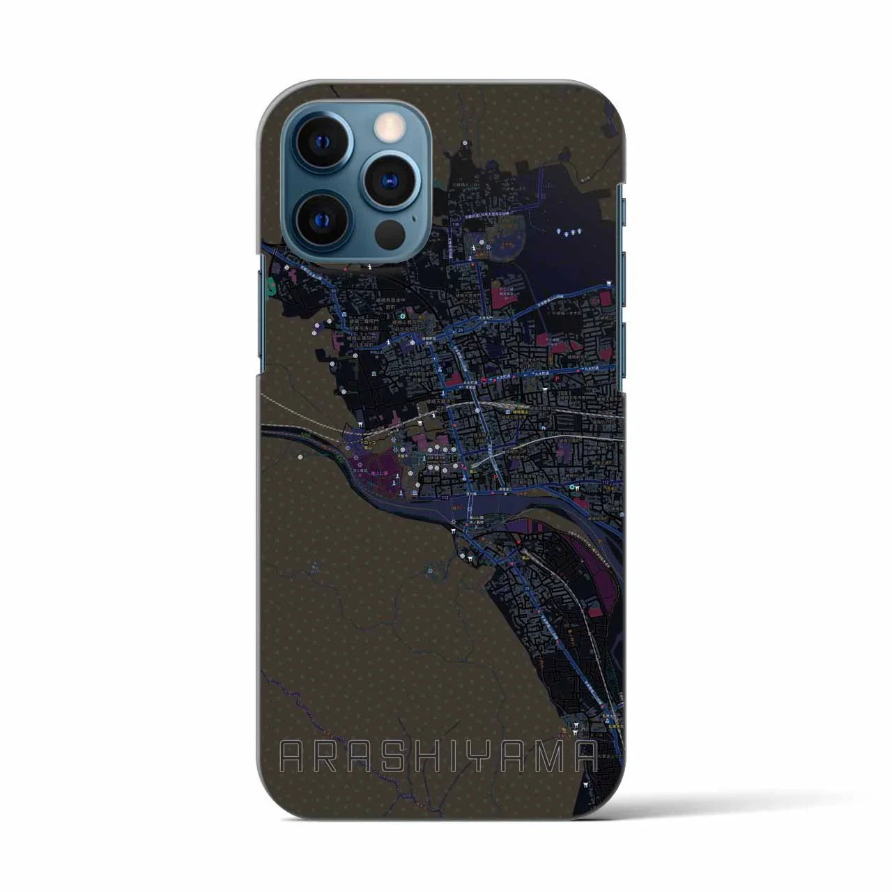 【嵐山(京都府)】地図柄iPhoneケース(バックカバータイプ)
