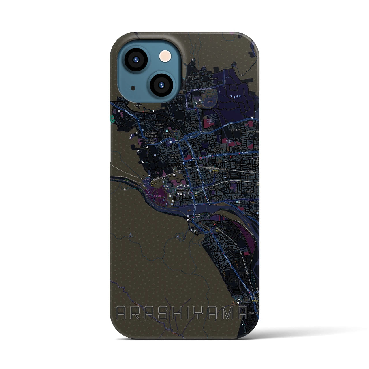 【嵐山(京都府)】地図柄iPhoneケース(バックカバータイプ)