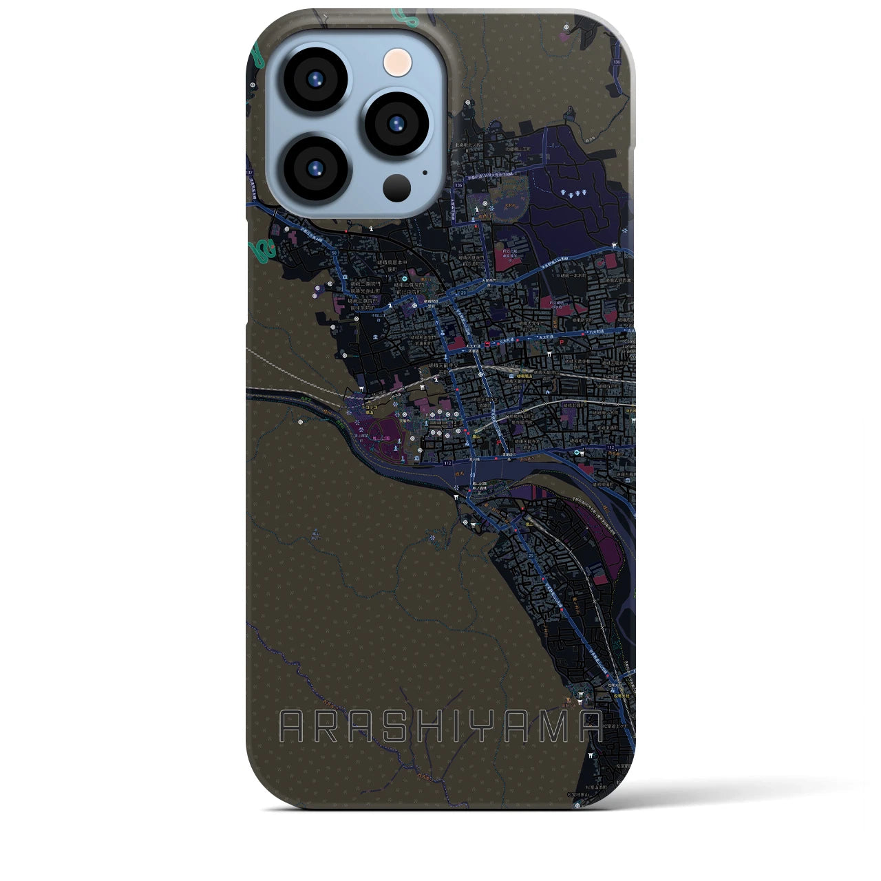 【嵐山(京都府)】地図柄iPhoneケース(バックカバータイプ)