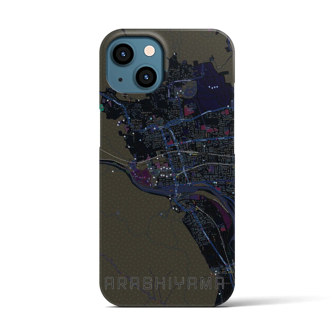 【嵐山(京都府)】地図柄iPhoneケース(バックカバータイプ)