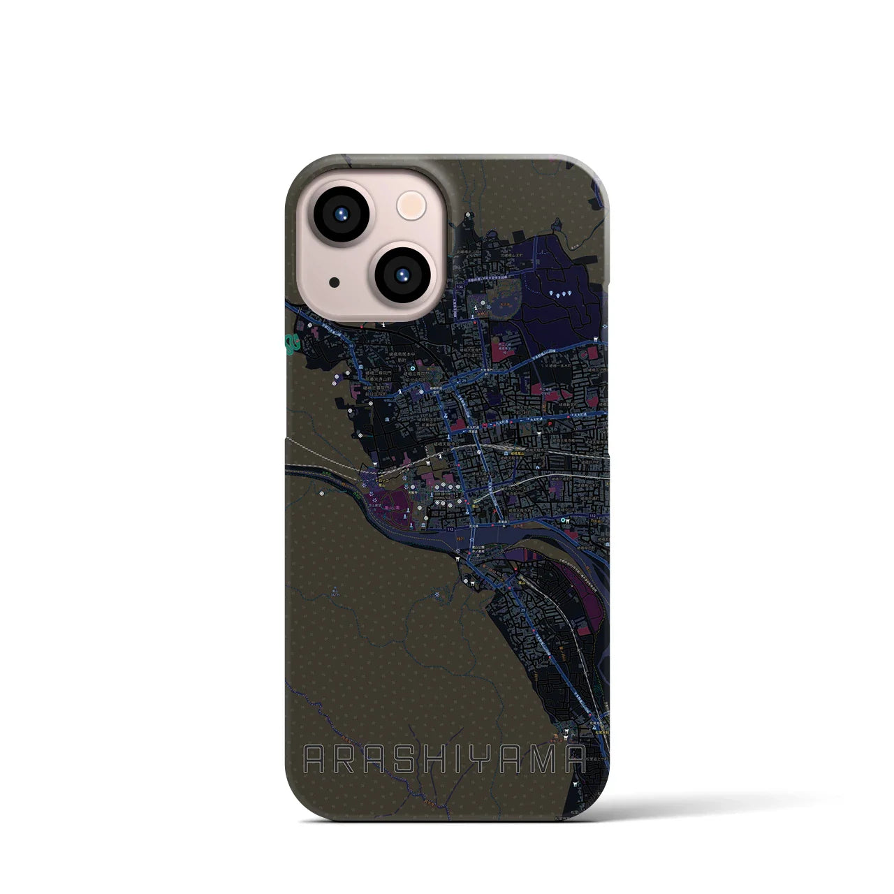 【嵐山(京都府)】地図柄iPhoneケース(バックカバータイプ)