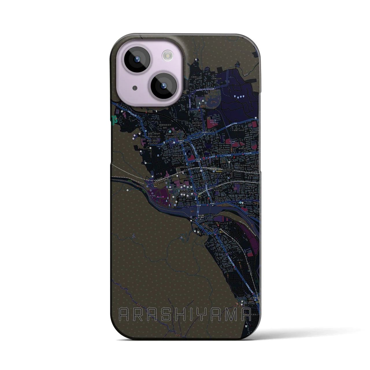 【嵐山(京都府)】地図柄iPhoneケース(バックカバータイプ)