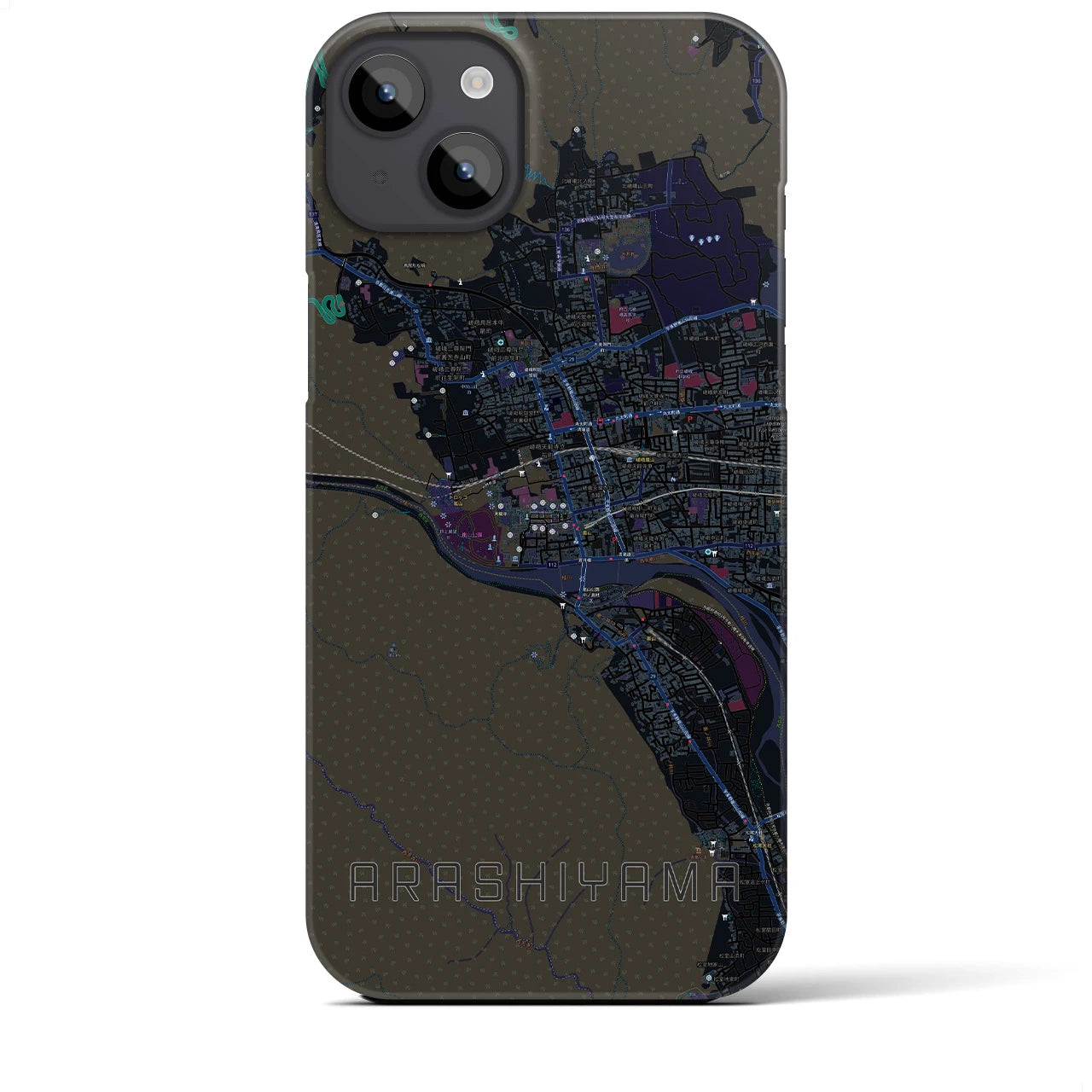 【嵐山(京都府)】地図柄iPhoneケース(バックカバータイプ)