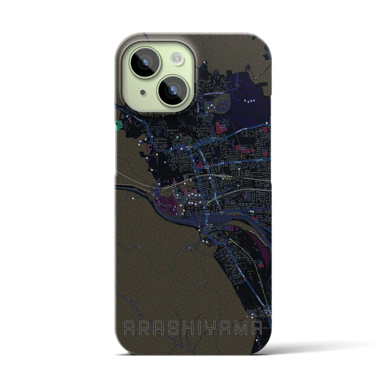 【嵐山(京都府)】地図柄iPhoneケース(バックカバータイプ)