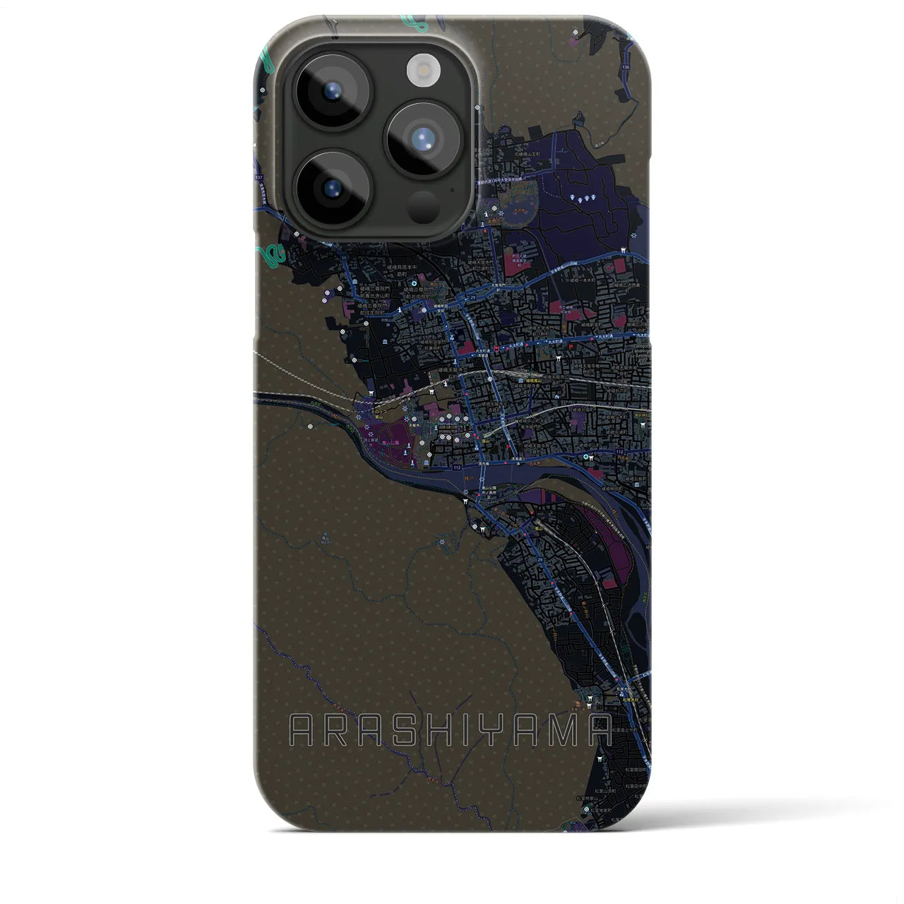 【嵐山(京都府)】地図柄iPhoneケース(バックカバータイプ)