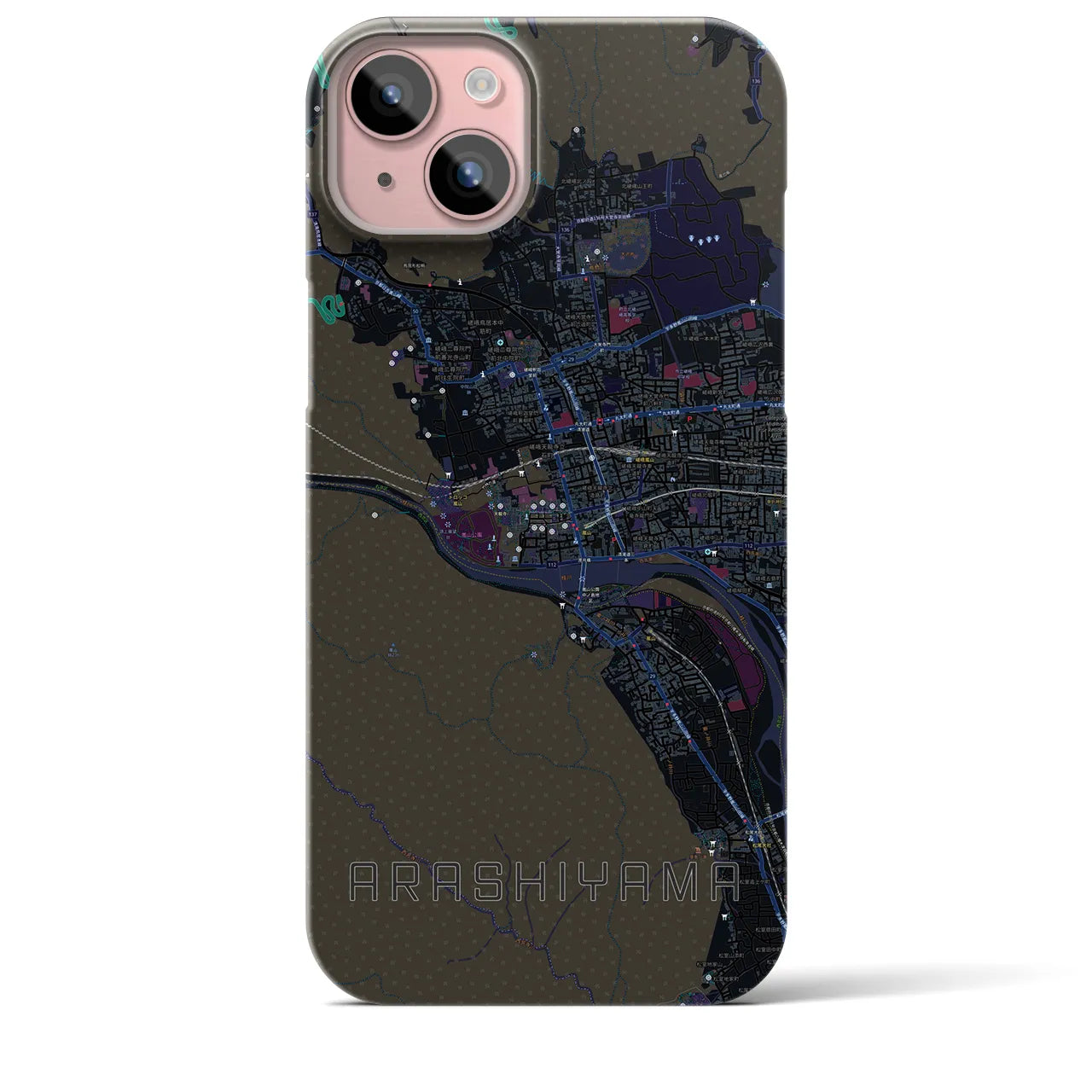 【嵐山(京都府)】地図柄iPhoneケース(バックカバータイプ)