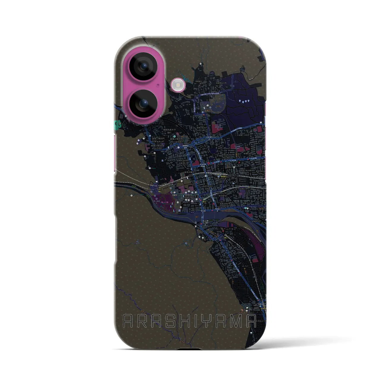 【嵐山(京都府)】地図柄iPhoneケース(バックカバータイプ)
